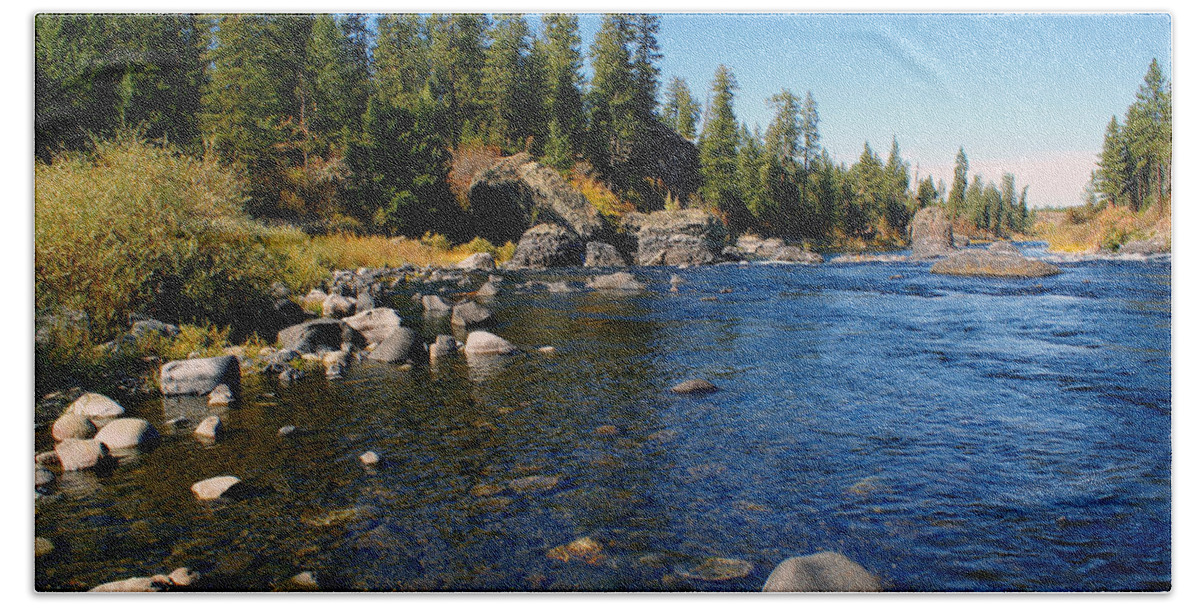 Spokane River Hand Towel featuring the photograph Peace on the Spokane River 2 by Ben Upham III