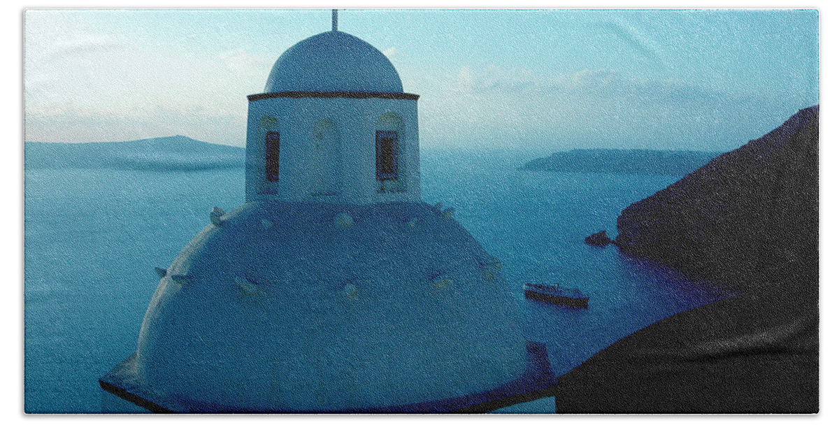 Colette Hand Towel featuring the photograph Peacefull Santorini Greek Island by Colette V Hera Guggenheim