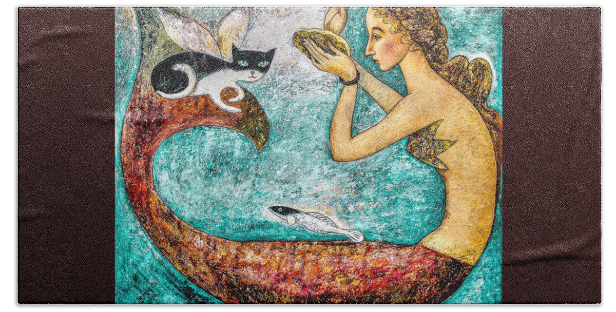 Mermaid Art Bath Sheet featuring the painting Pearl by Shijun Munns