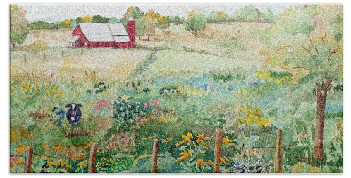 Pennsylvania Bath Towel featuring the painting Pennsylvania Pasture by Christine Lathrop