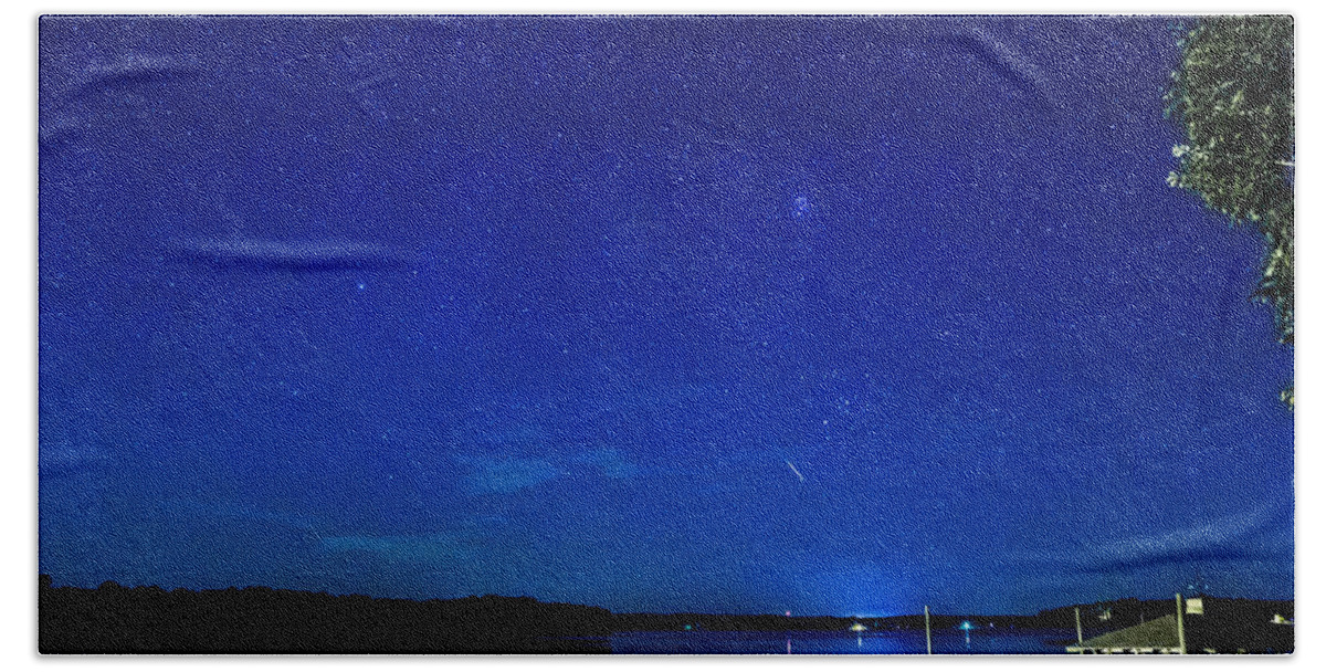 Perseid Hand Towel featuring the photograph Perseid Meteor by Charles Hite