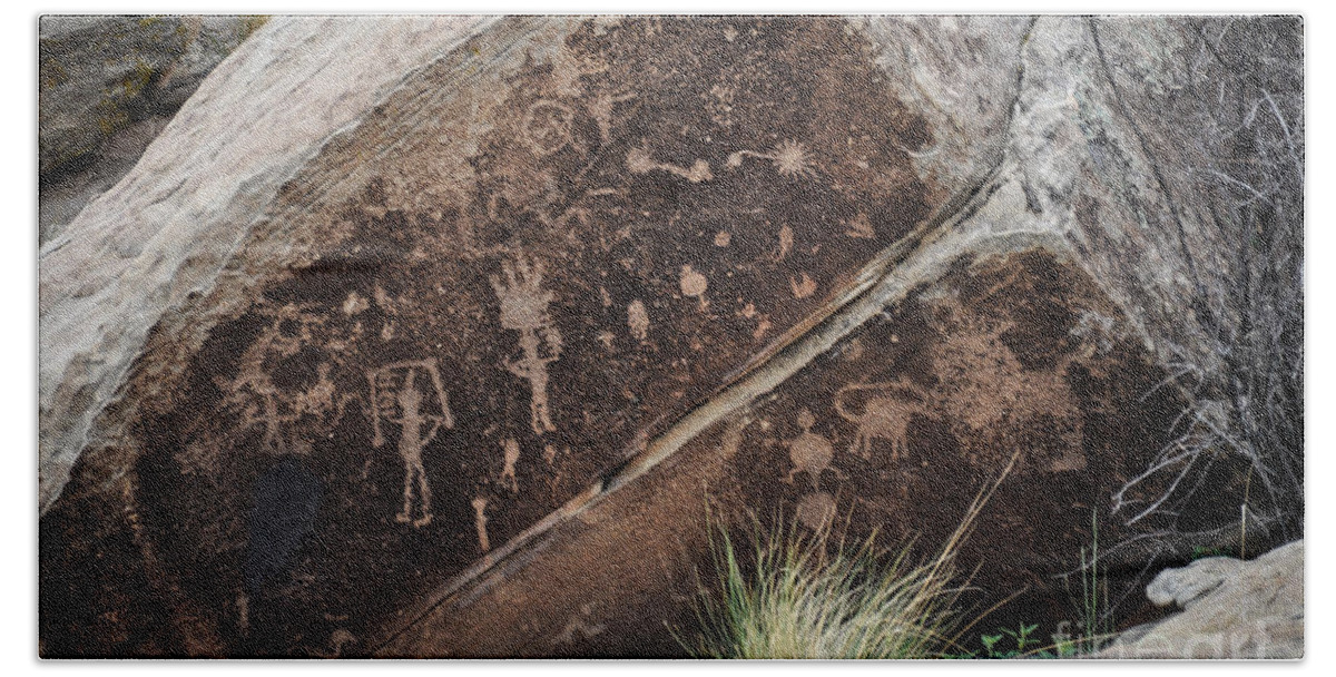 Petroglyphs Hand Towel featuring the photograph Petroglyphs by Cheryl McClure