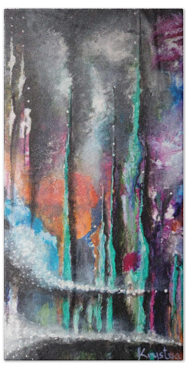 Planets Hand Towel featuring the painting Phenomenon by Krystyna Spink