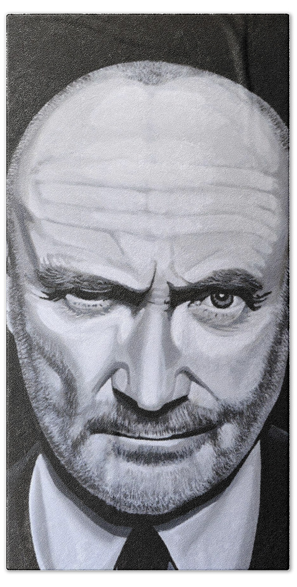 Phil Collins Hand Towel featuring the painting Phil Collins by Paul Meijering