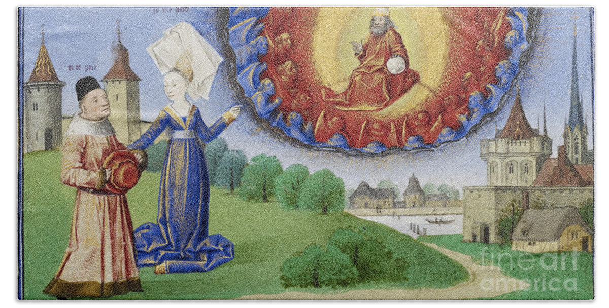 Boethius Bath Towel featuring the photograph Philosophy Instructs Boethius On God by Getty Research Institute