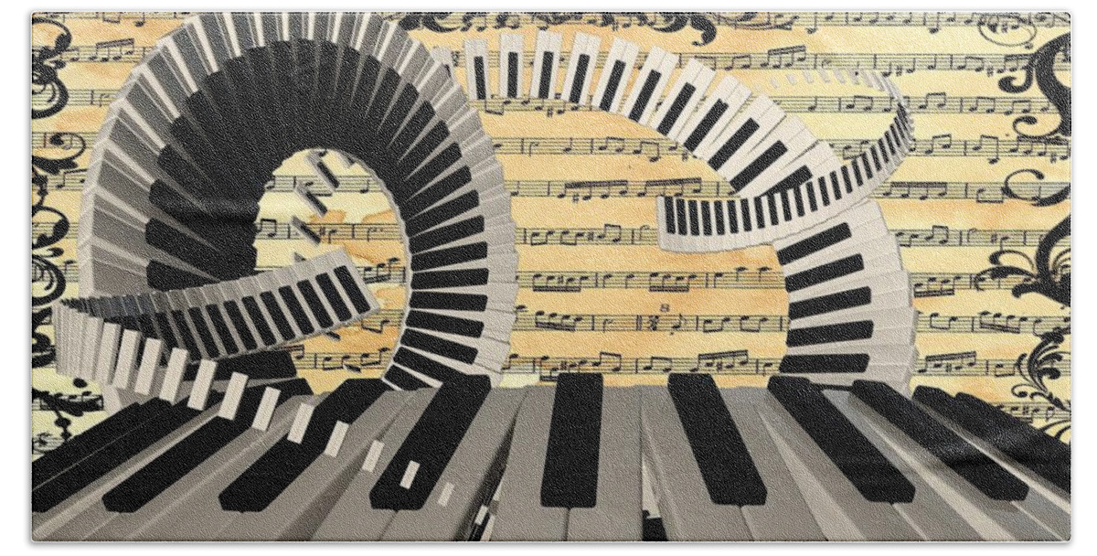 Piano Keys  Bath Towel featuring the digital art Piano Keys by Louis Ferreira