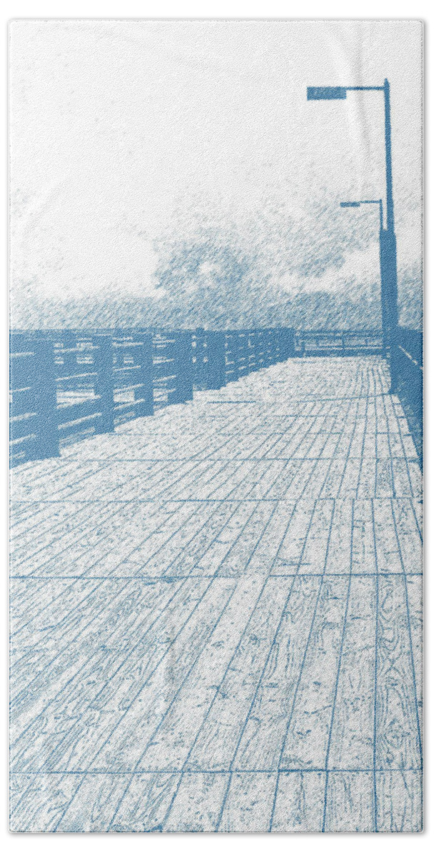 Pier Hand Towel featuring the photograph Pier in Blue by Lee Owenby