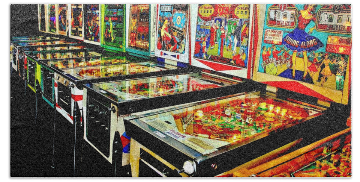 Pinball Bath Towel featuring the photograph Pinball Alley by Benjamin Yeager
