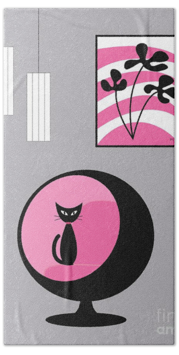 Pink Bath Towel featuring the digital art Pink 3 on Gray by Donna Mibus