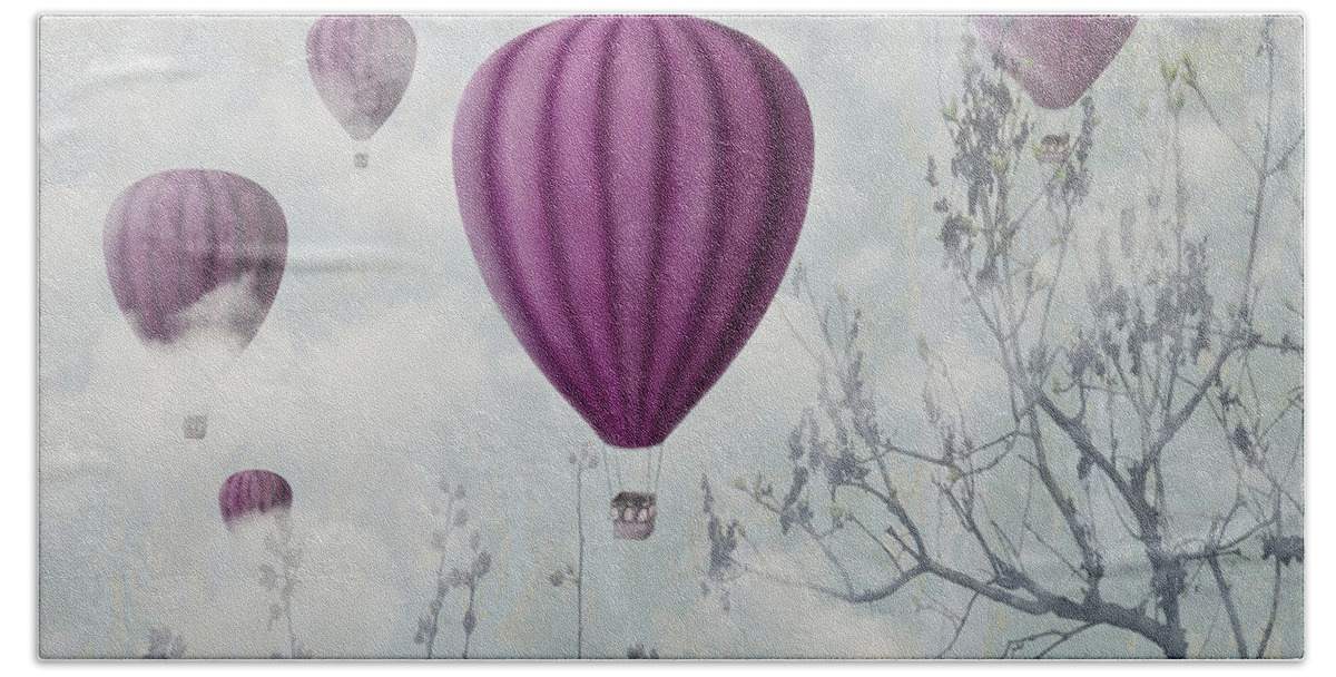 Balloon Hand Towel featuring the digital art Pink Balloons by Jelena Jovanovic