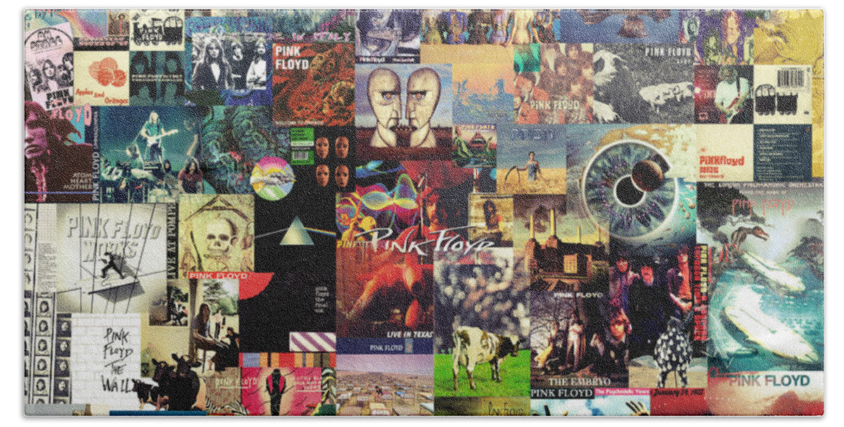 Pink Floyd Bath Sheet featuring the digital art Pink Floyd Collage II by Zapista OU