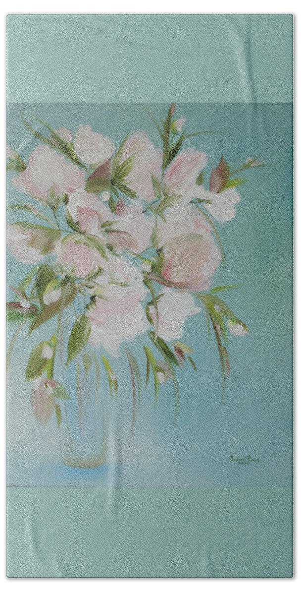 Flowers Hand Towel featuring the painting Pink Petals by Judith Rhue