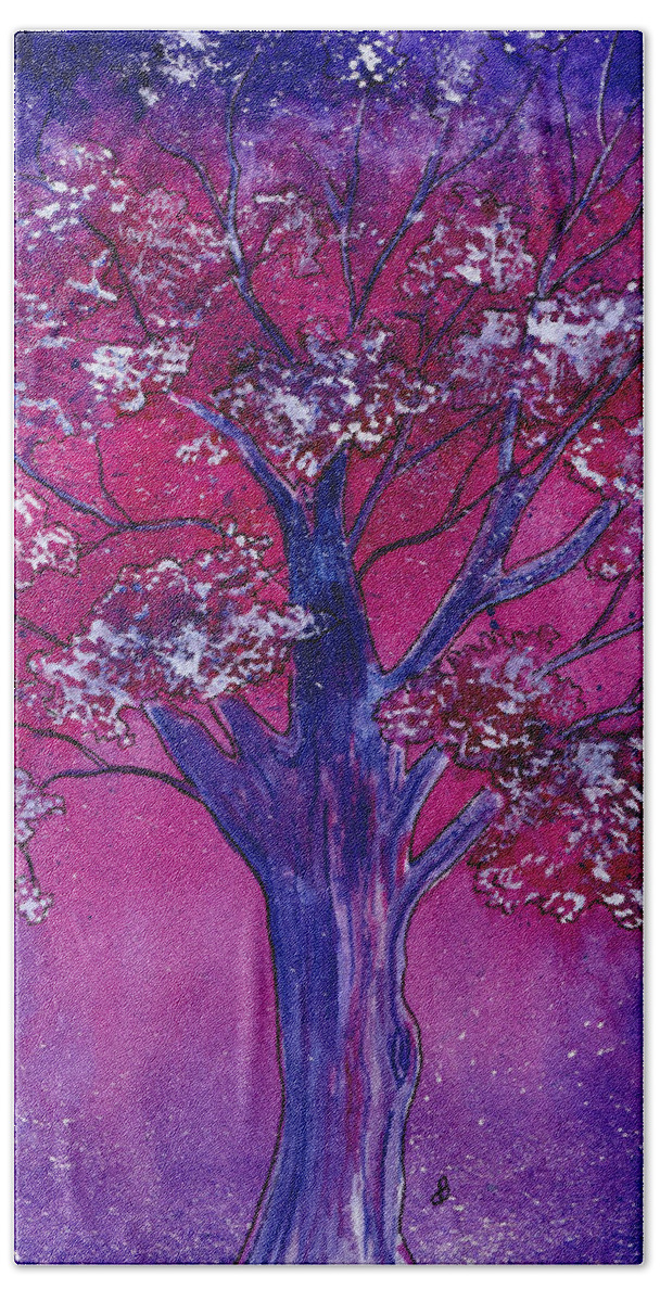 Watercolor Bath Towel featuring the painting Pink Spring Awakening by Brenda Owen