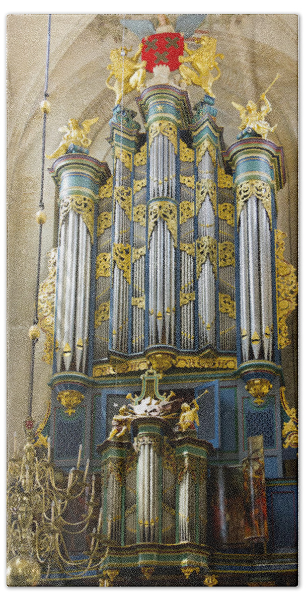 Breda Bath Towel featuring the photograph Pipe organ in Breda Grote Kerk by Jenny Setchell