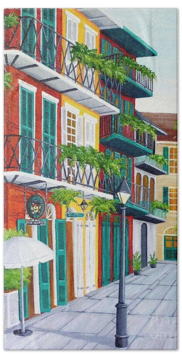 New Orleans Bath Towel featuring the painting Pirates Alley by Valerie Carpenter