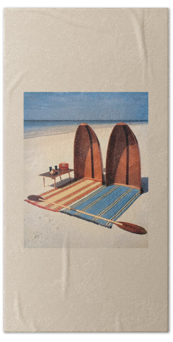 Pixie Collapsible Boat On The Beach Hand Towel
