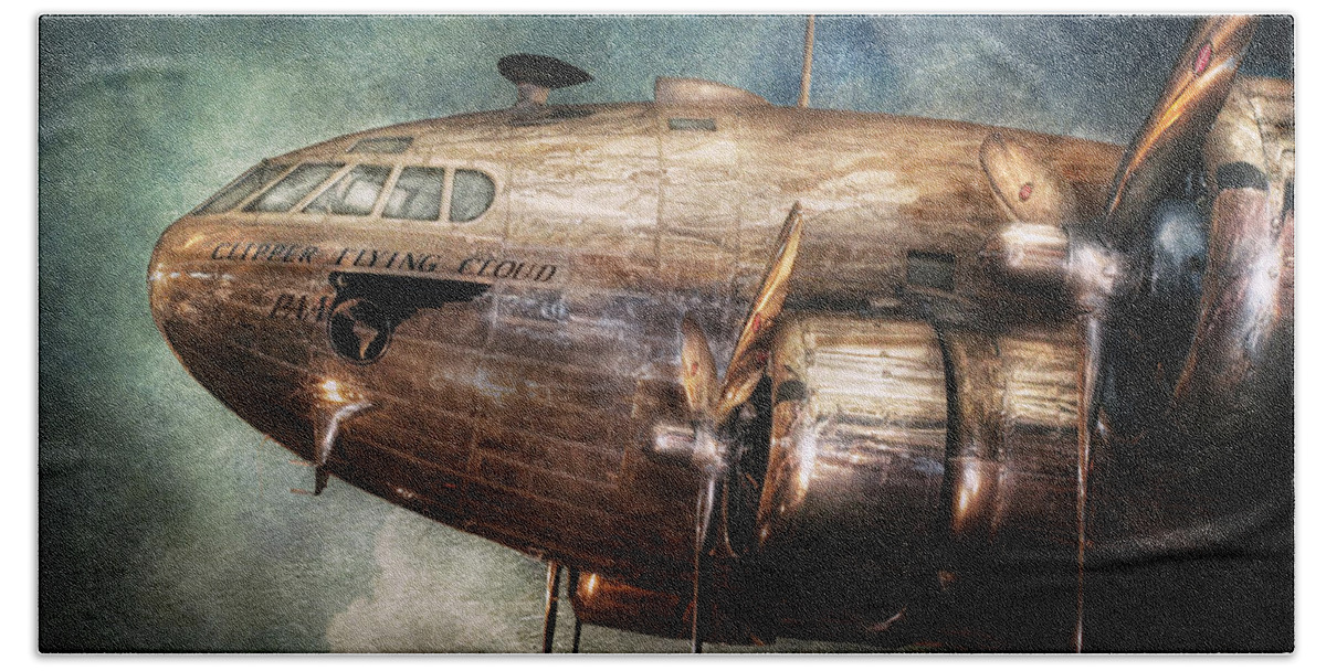 Pilot Bath Towel featuring the photograph Plane - Pilot - The flying cloud by Mike Savad