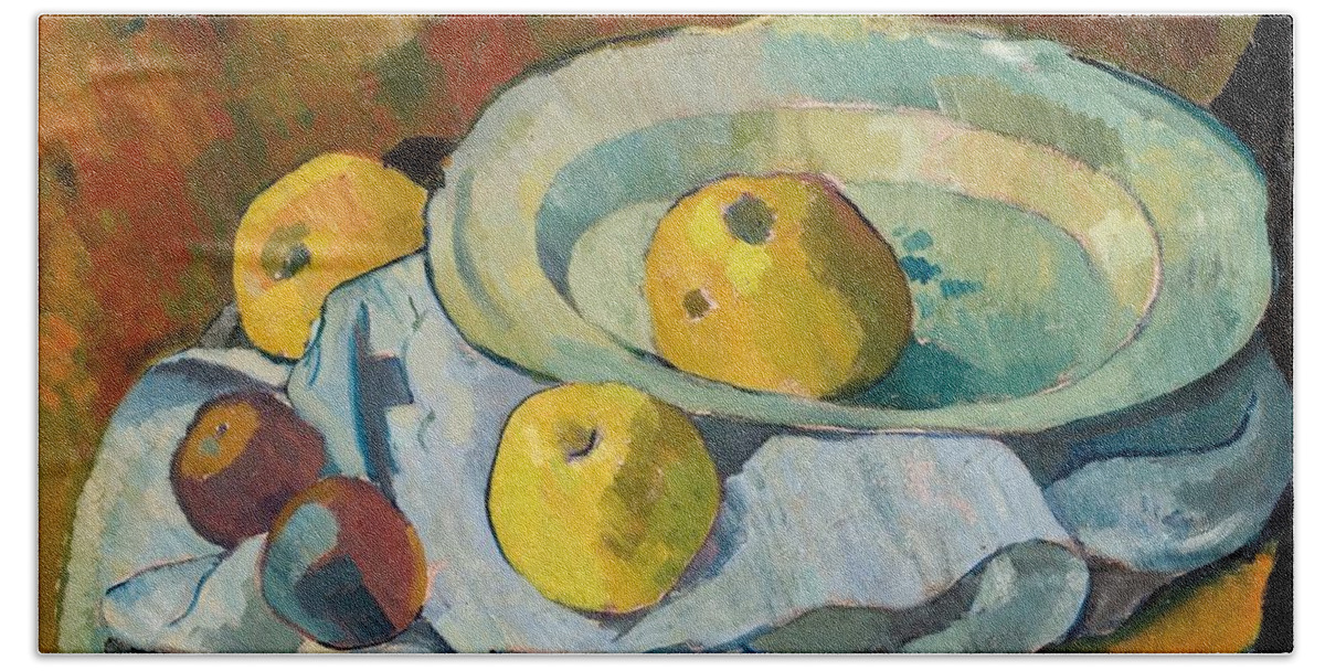 Still-life Bath Towel featuring the painting Plate of Apples by Paul Serusier