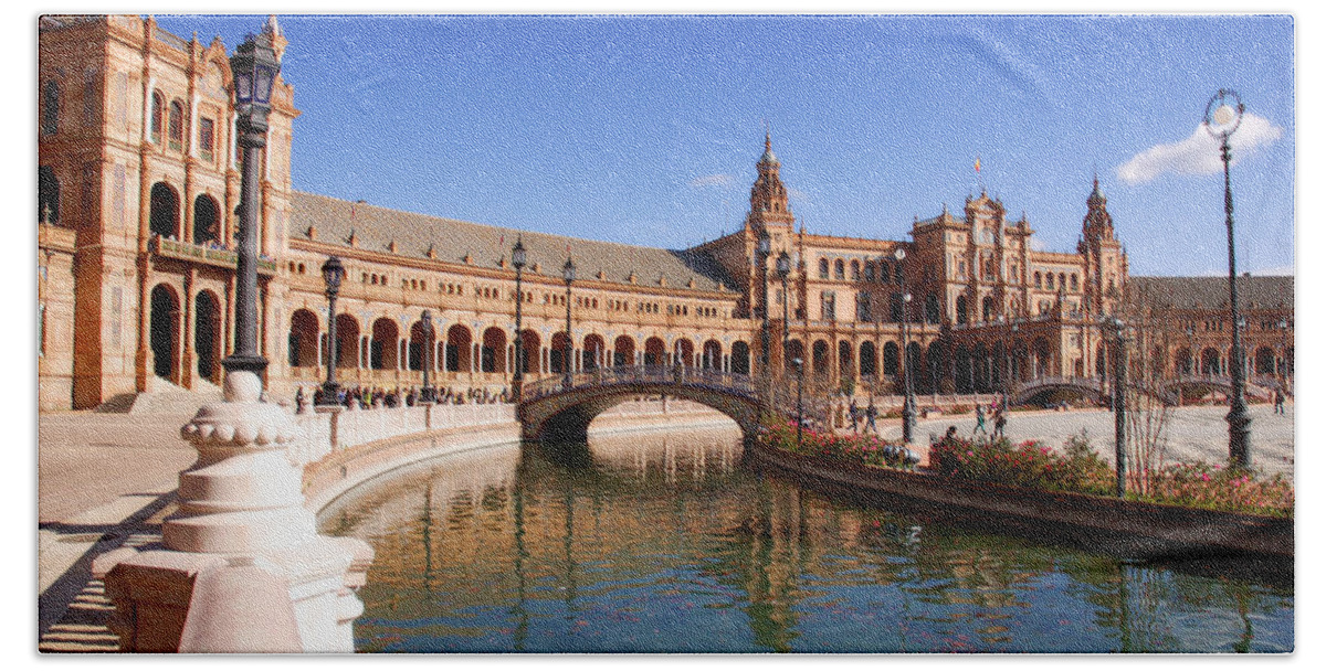 Seville Bath Towel featuring the photograph Plaza de Espana - Seville Spain by AM FineArtPrints