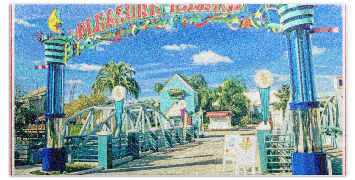 Pleasure Island Hand Towel featuring the digital art Pleasure Island Sign and Walkway Downtown Disney by A Macarthur Gurmankin