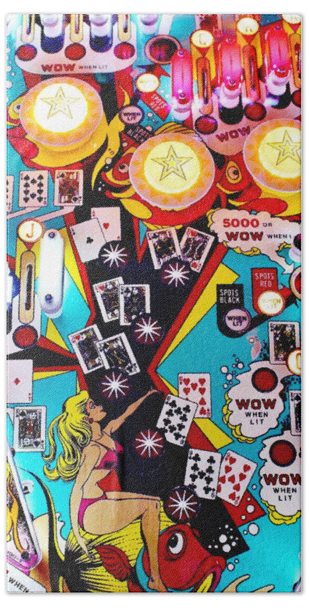 Pinball Bath Towel featuring the photograph Poker Playfield by Benjamin Yeager