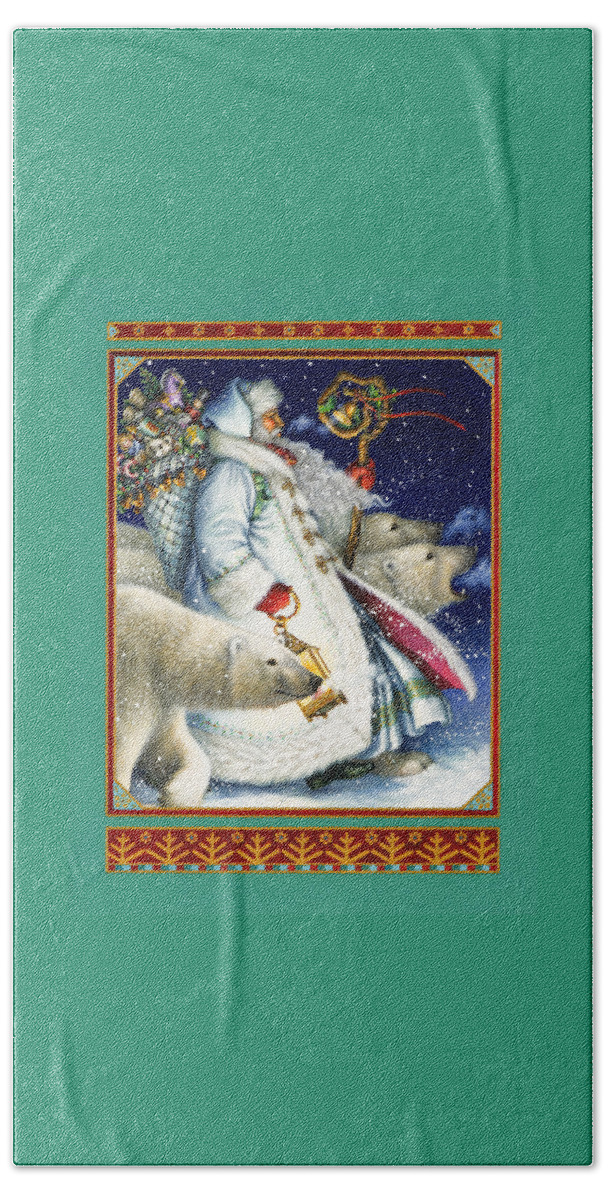 Santa Claus Hand Towel featuring the painting Polar Magic by Lynn Bywaters