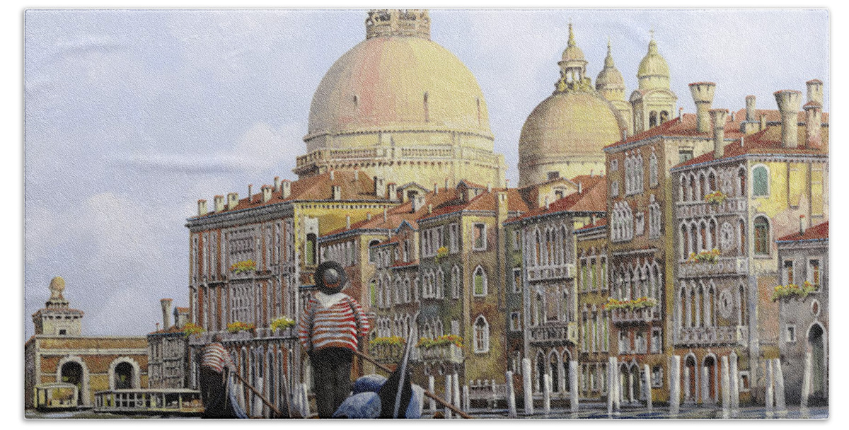 Venice Bath Towel featuring the painting Pomeriggio A Venezia by Guido Borelli