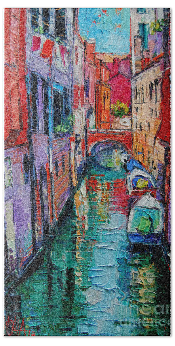 Venice Hand Towel featuring the painting Ponte Raspi O Sansoni - Venice - Italy by Mona Edulesco