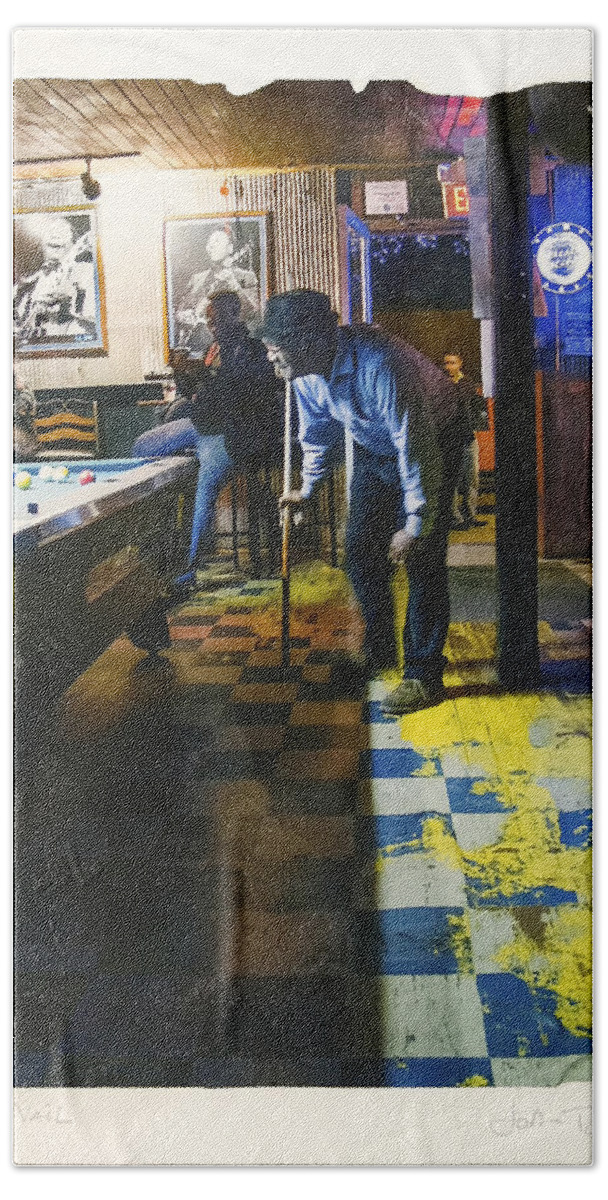 Polaroid-transfer Hand Towel featuring the photograph Pool Hall - The Rusty Nail Polaroid Transfer by Jo Ann Tomaselli