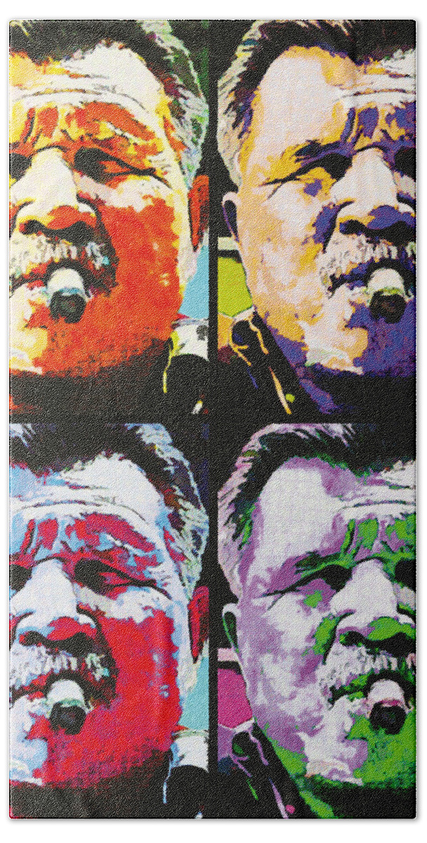 Mike Ditka Hand Towel featuring the painting Pop Ditka by John Farr