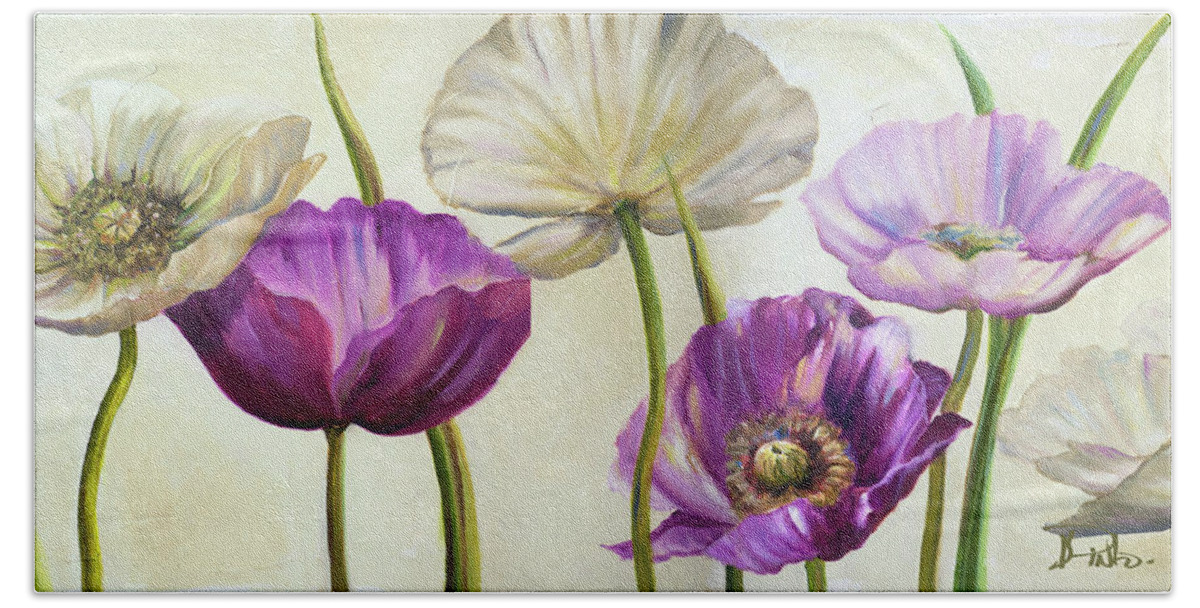 Poppies Hand Towel featuring the painting Poppies In Spring II by Patricia Pinto