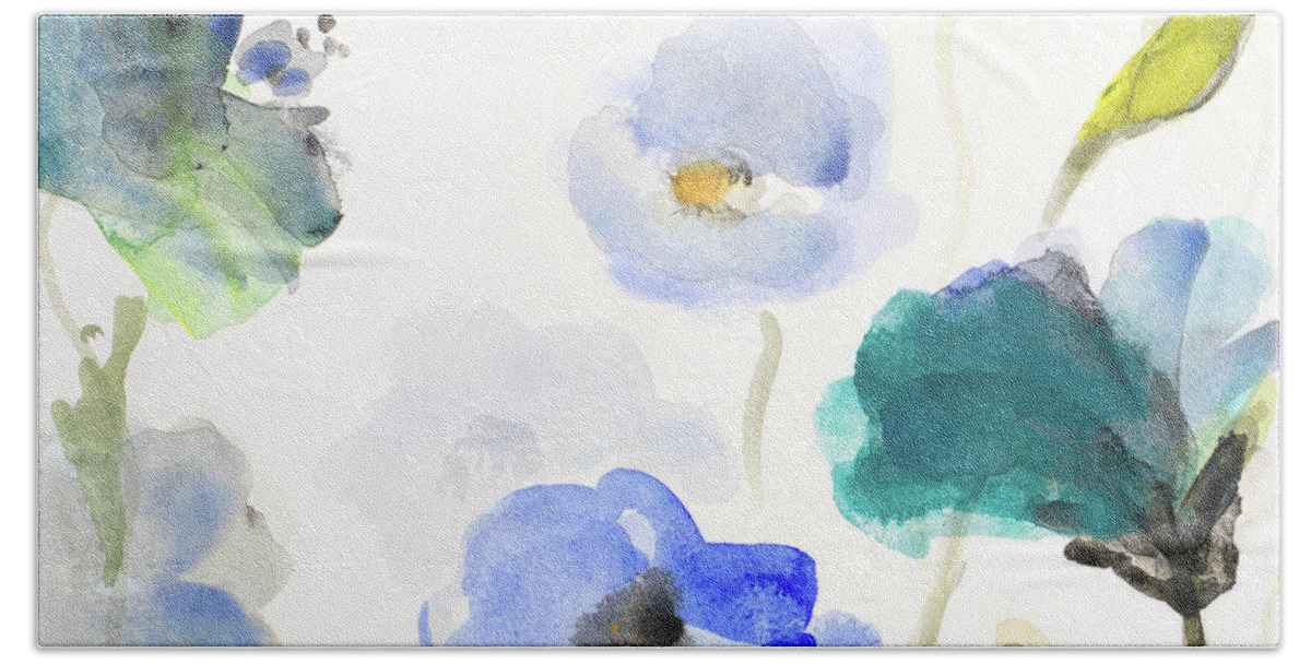 Poppies Hand Towel featuring the painting Poppies In The Blues I by Lanie Loreth