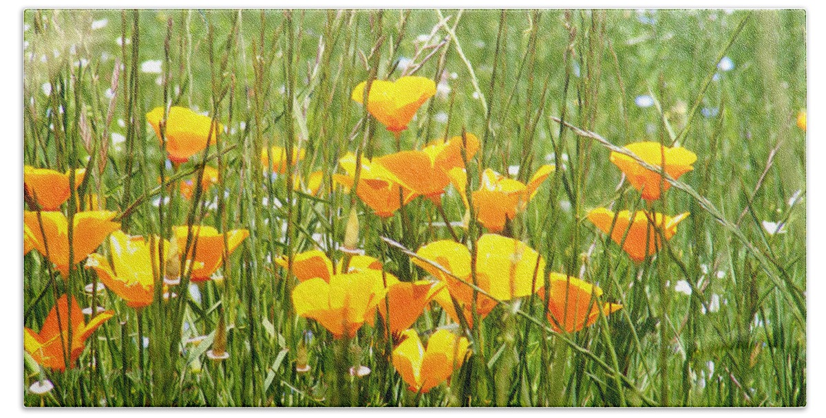 Plants Bath Towel featuring the photograph Poppies in the Grass by Duane McCullough