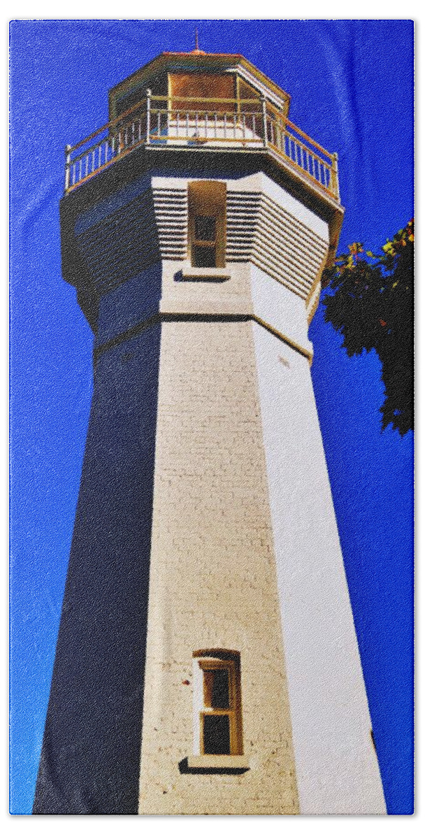 Lighthouse Bath Towel featuring the photograph Port Sanilac Light Tower 10.12.13 by Daniel Thompson