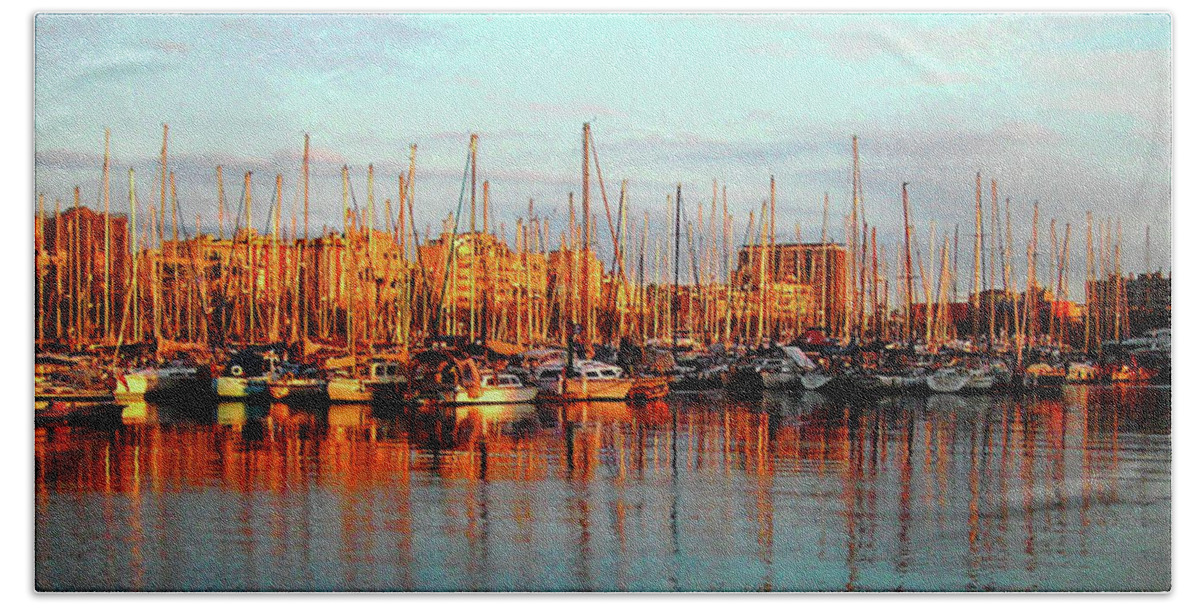 Europe Hand Towel featuring the photograph Port Vell - Barcelona by Juergen Weiss