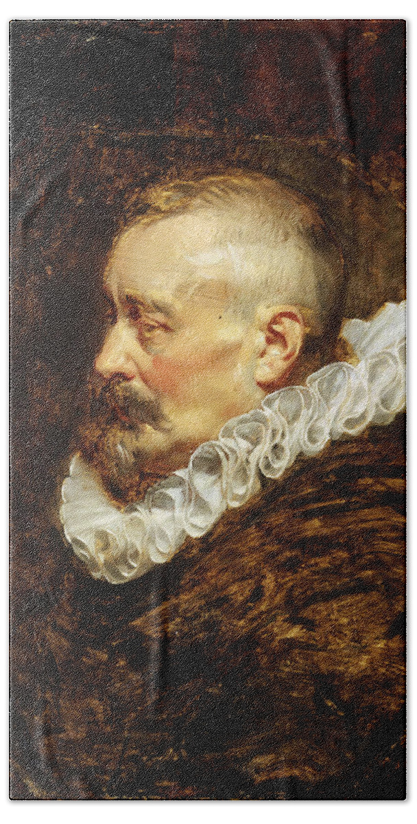 Peter Paul Rubens Hand Towel featuring the painting Portrait of a Gentleman possibly Burgomaster Nicholaes Rockox by Peter Paul Rubens