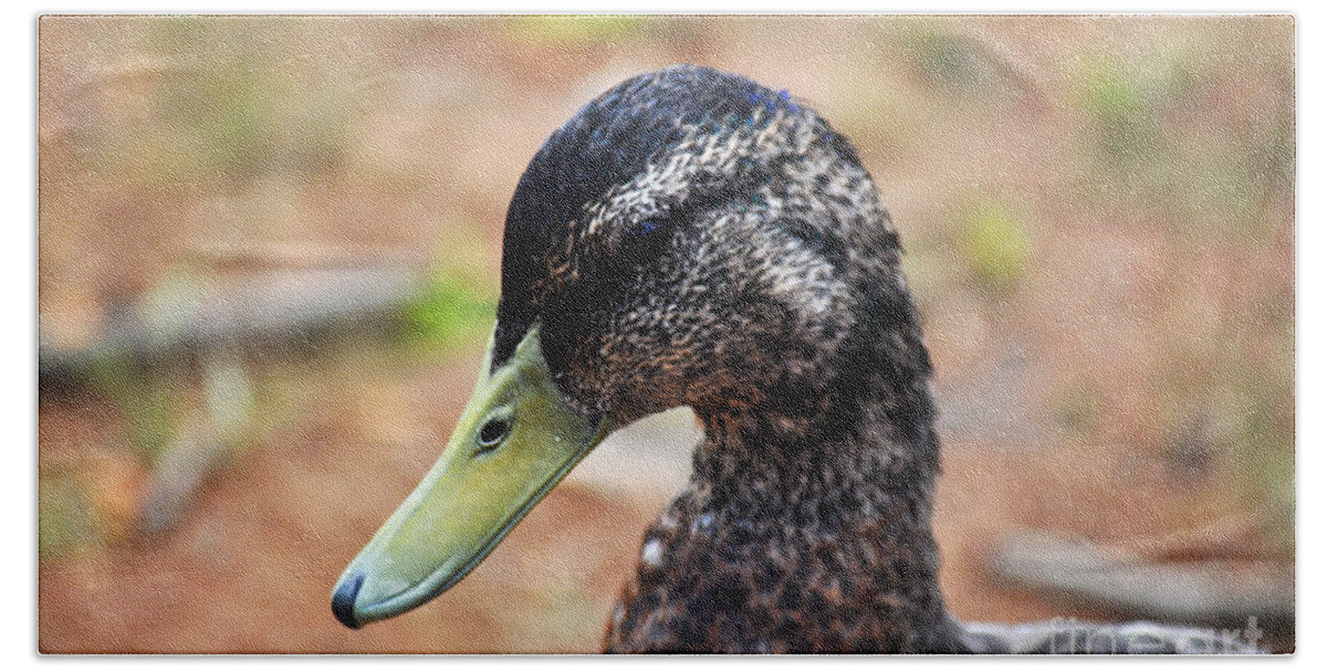 Duck Bath Towel featuring the photograph Portrait of an Alabama Duck 3 by Verana Stark
