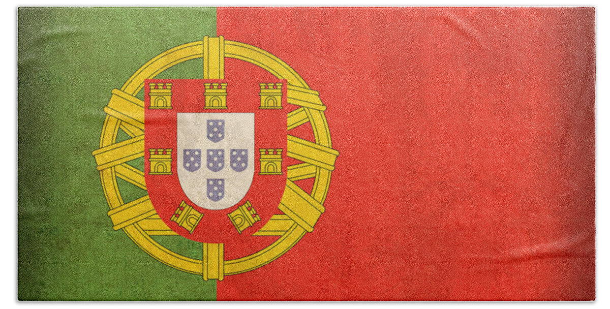 Portugal Flag Vintage Distressed Finish Lisbon Portuguese Europe Nation Country Bath Towel featuring the mixed media Portugal Flag Vintage Distressed Finish by Design Turnpike