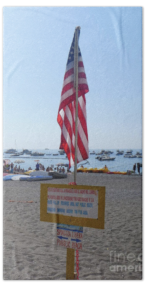  Hand Towel featuring the photograph Positano - American Flag by Nora Boghossian