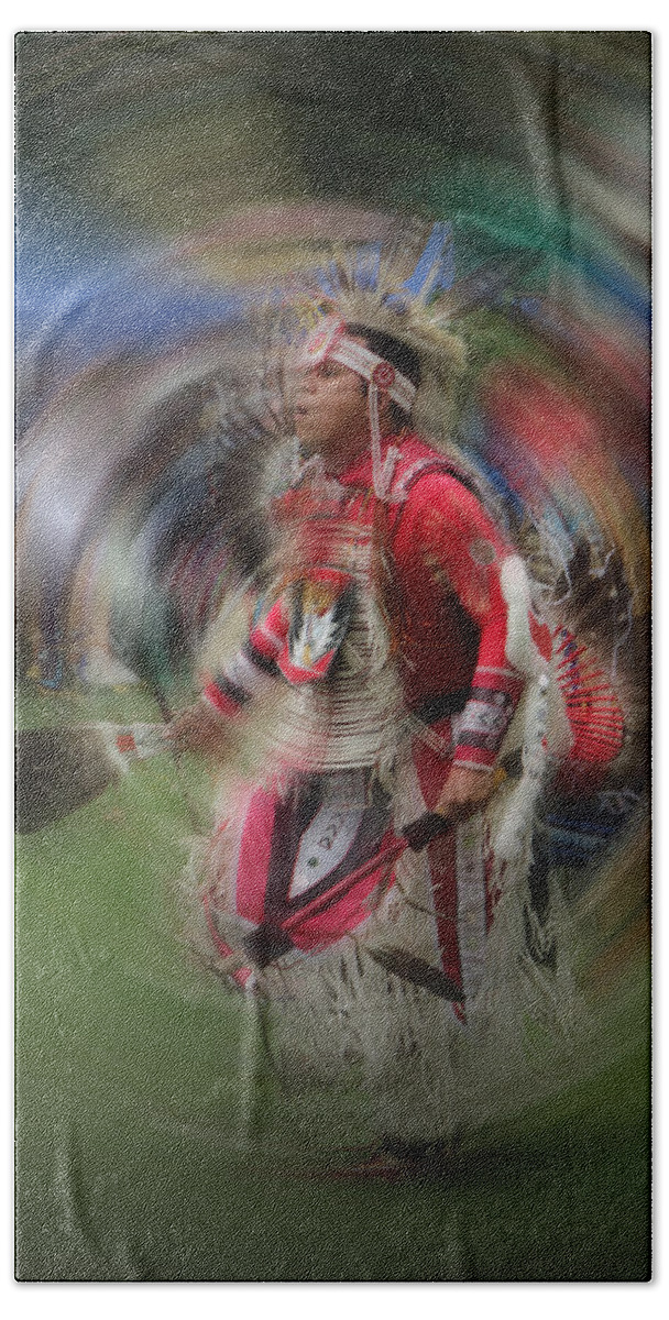 Indian Bath Towel featuring the photograph Pow Wow Indian Dancer No. 0169 by Randall Nyhof