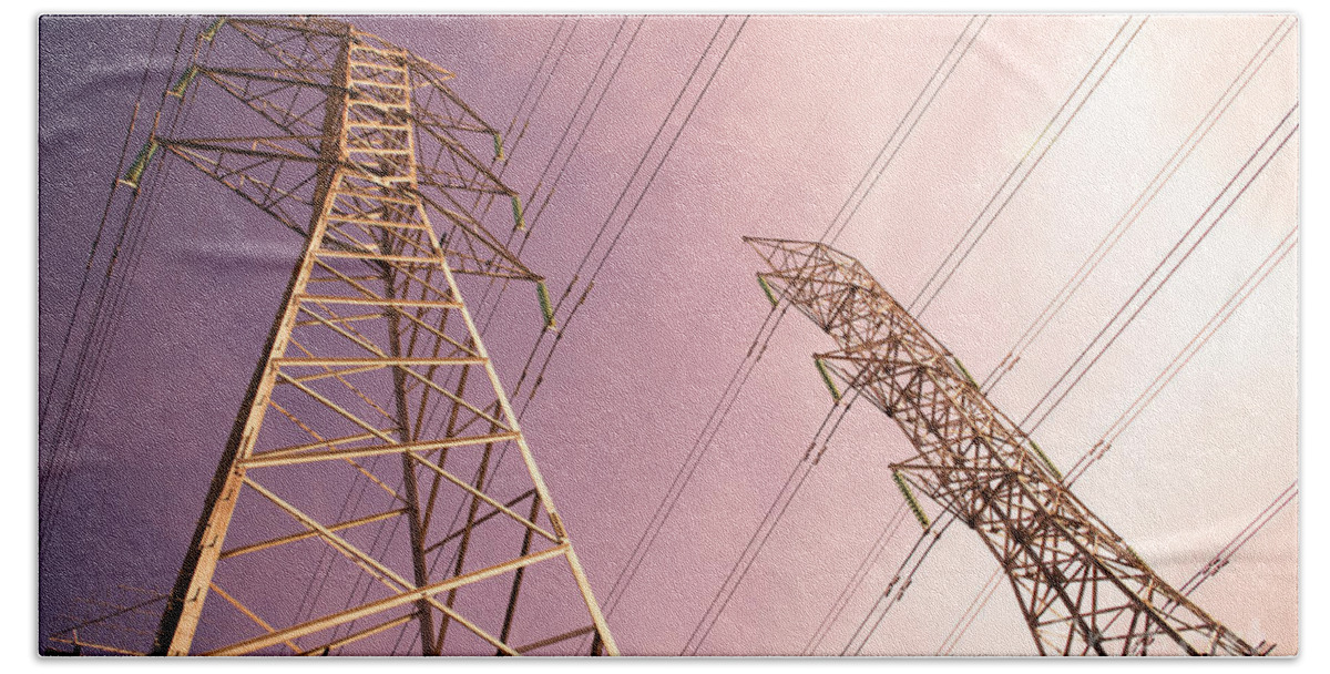 Cable Bath Towel featuring the photograph Power Lines by THP Creative
