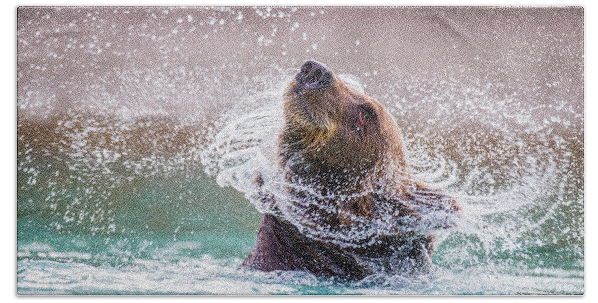 Bear Hand Towel featuring the photograph Power Shake by Kevin Dietrich