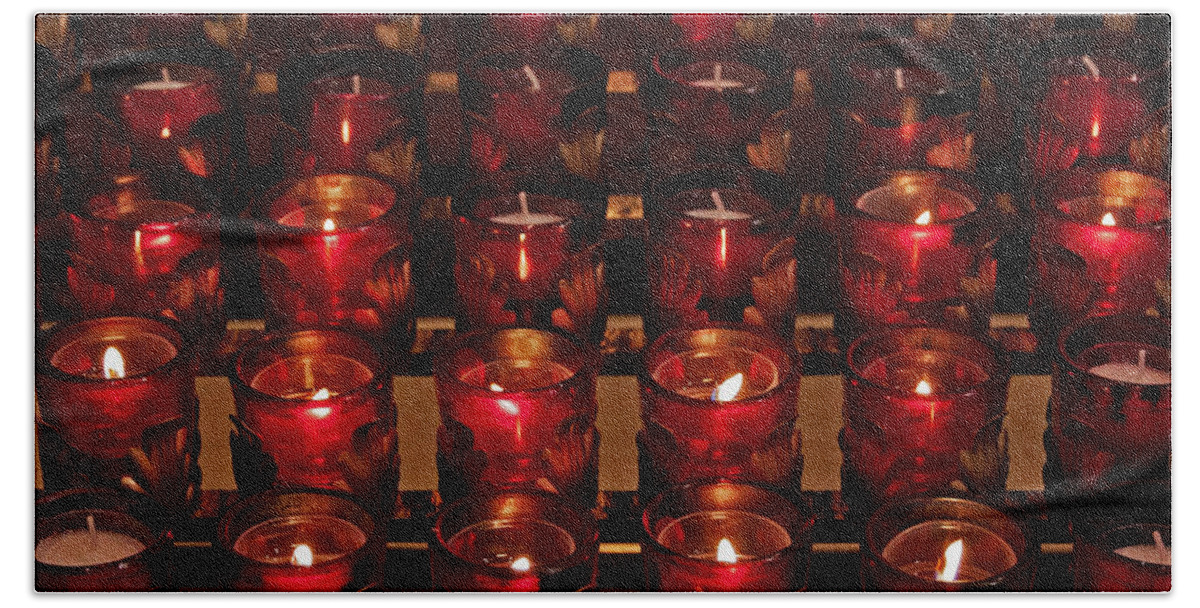 Votive Hand Towel featuring the photograph Prayer Candles by Suzanne Stout
