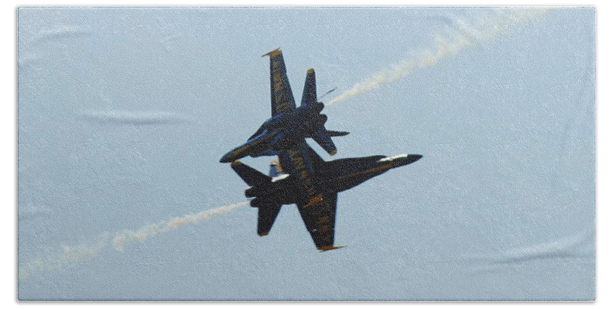 Blue Bath Towel featuring the photograph Precision Flying by Susan Stevens Crosby