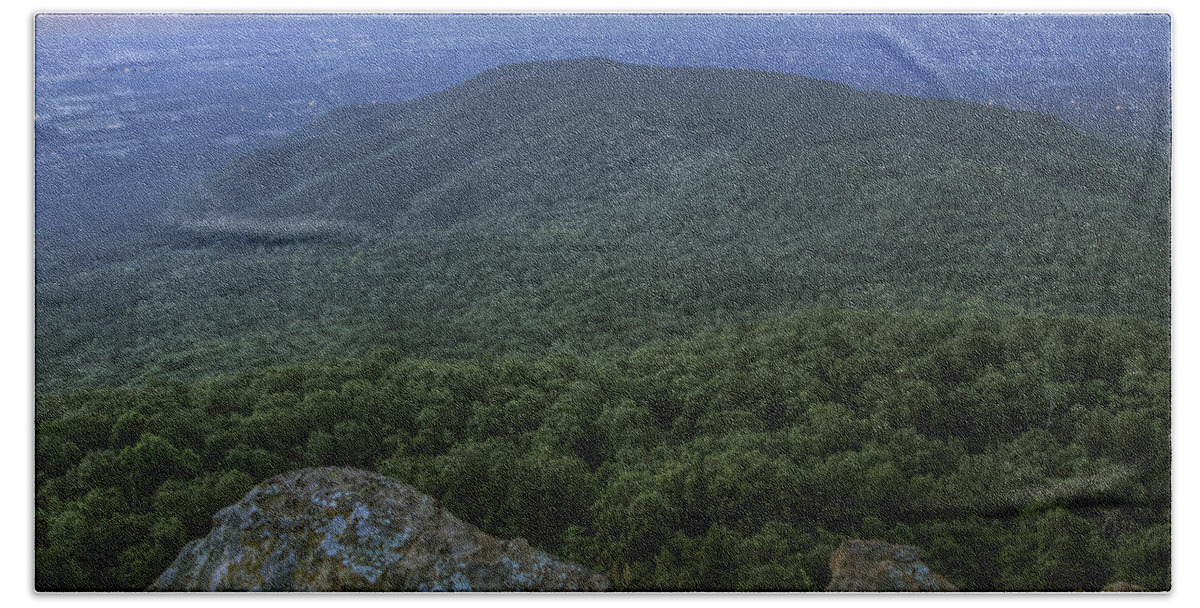 Mt. Nebo Hand Towel featuring the photograph Predawn at Sunrise Point from Mt. Nebo - Arkansas by Jason Politte