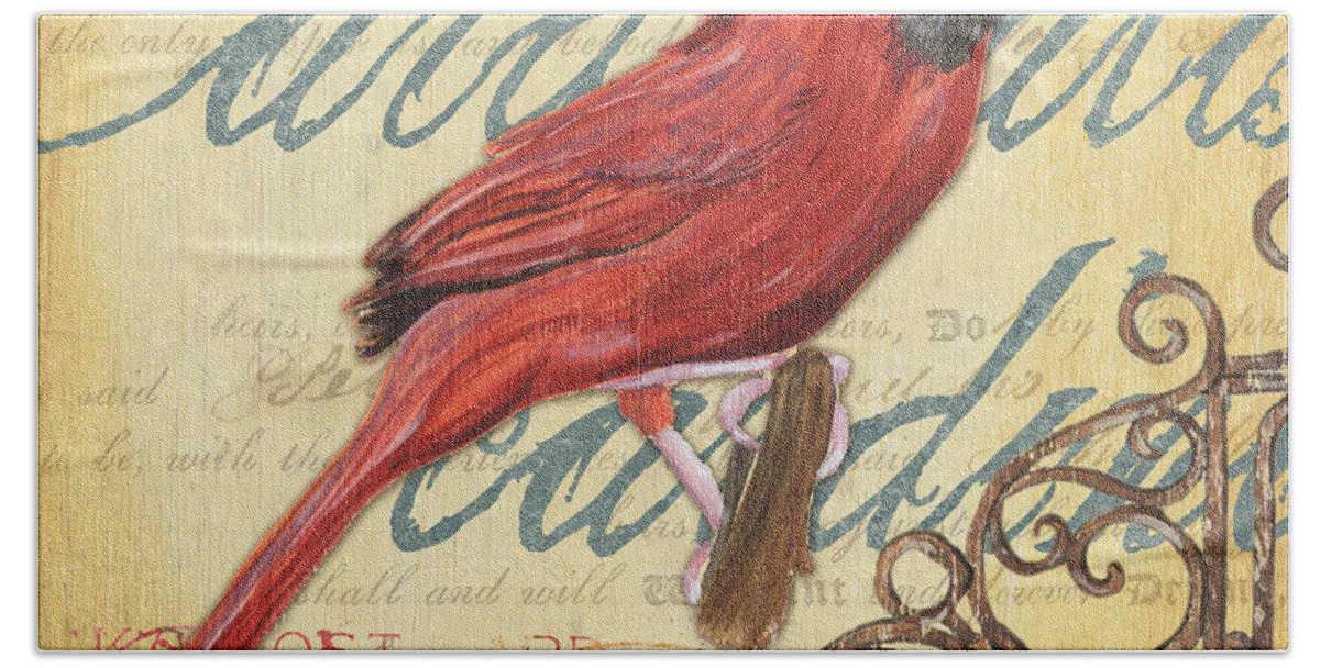 Birds Hand Towel featuring the painting Pretty Bird 1 by Debbie DeWitt