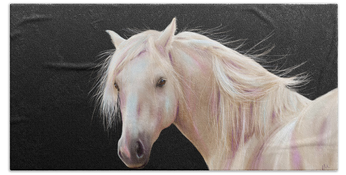 Pony Bath Towel featuring the painting Pretty Palomino Pony Painting by Michelle Wrighton