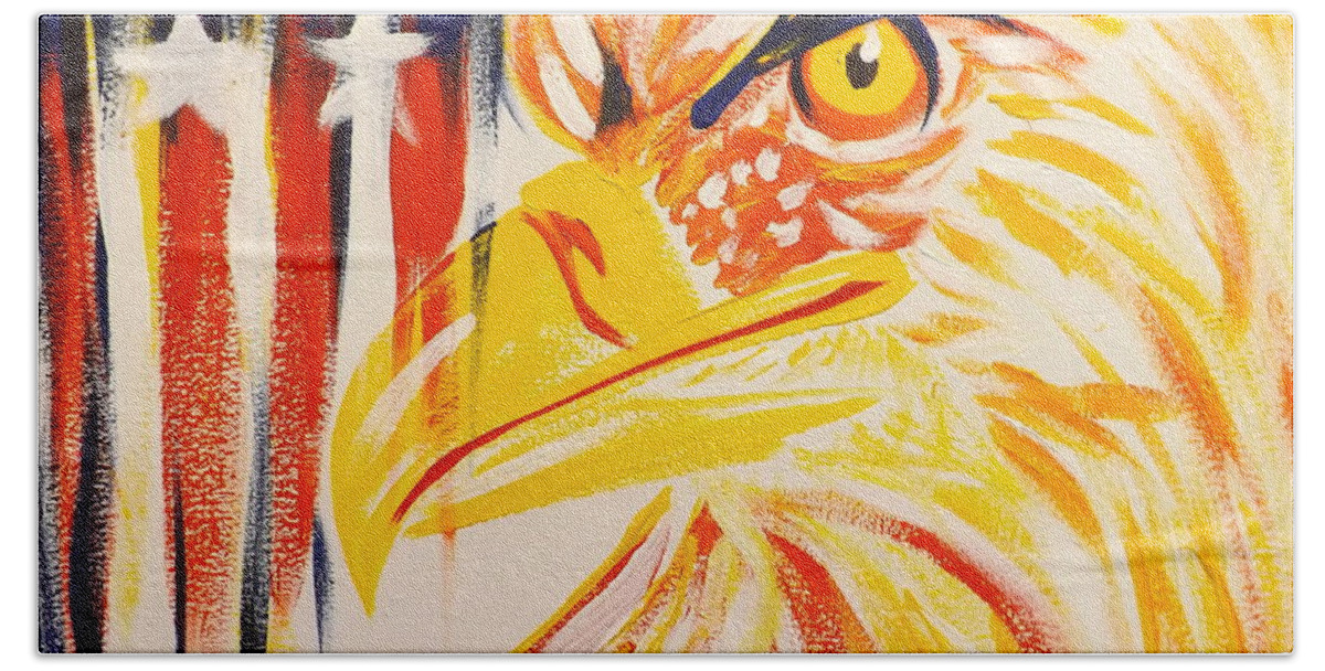 Eagle Hand Towel featuring the painting Primary Eagle by Darren Robinson