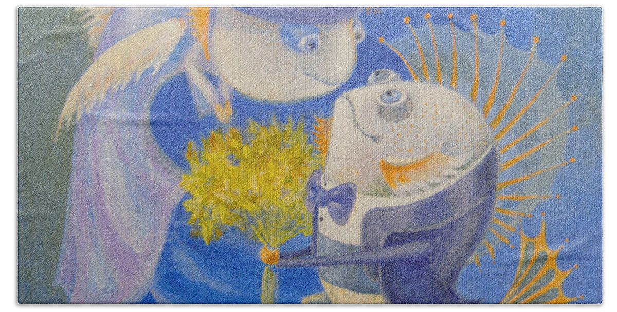 Animals Bath Towel featuring the painting Proposal by Marina Gnetetsky