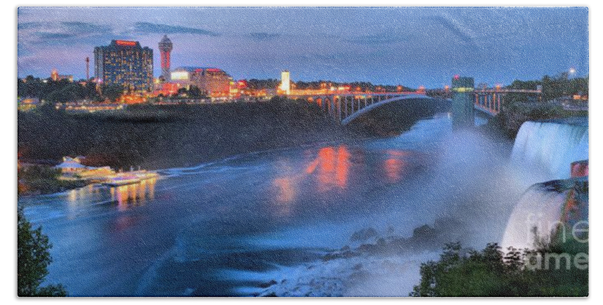 Niagara Falls Panorama Bath Towel featuring the photograph Prospect Point Panorama At Niagara Falls by Adam Jewell